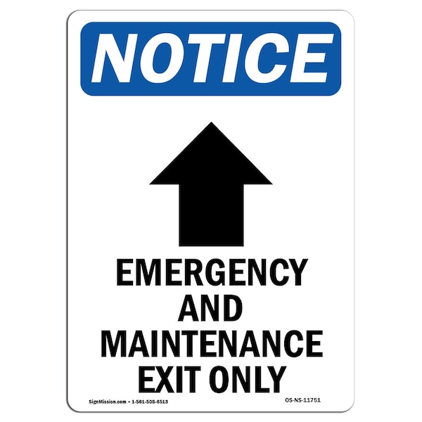 Signmission OSHA Sign, 24" H, Aluminum, Emergency And Maintenance Sign With Symbol, Portrait, 1824-V-11751 OS-NS-A-1824-V-11751 - main